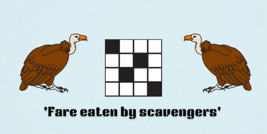 fare eaten by scavengers crossword clue explained
