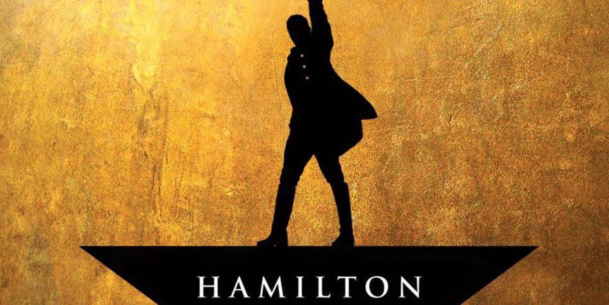hamilton musical cast performing on Broadway stage with vibrant costumes and dynamic lighting